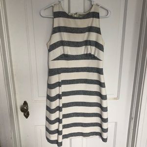 J crew boatneck linen striped sheath dress